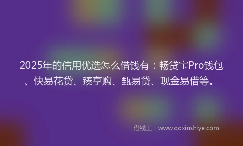 2025年的信用优选怎么借钱有：畅贷宝Pro钱包、快易花贷、臻享购、甄易贷、现金易借等。