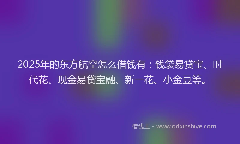 2025年的东方航空怎么借钱有：钱袋易贷宝、时代花、现金易贷宝融、新一花、小金豆等。