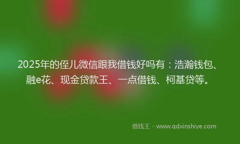 2025年的侄儿微信跟我借钱好吗有：浩瀚钱包、融e花、现金贷款王、一点借钱、柯基贷等。