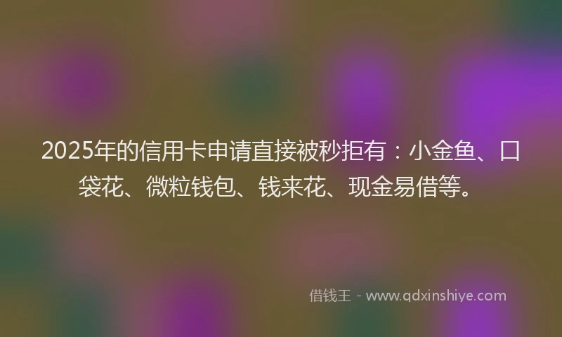 2025年的信用卡申请直接被秒拒有：小金鱼、口袋花、微粒钱包、钱来花、现金易借等。