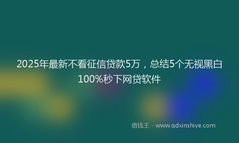2025年最新不看征信贷款5万，总结5个无视黑白100%秒下网贷软件