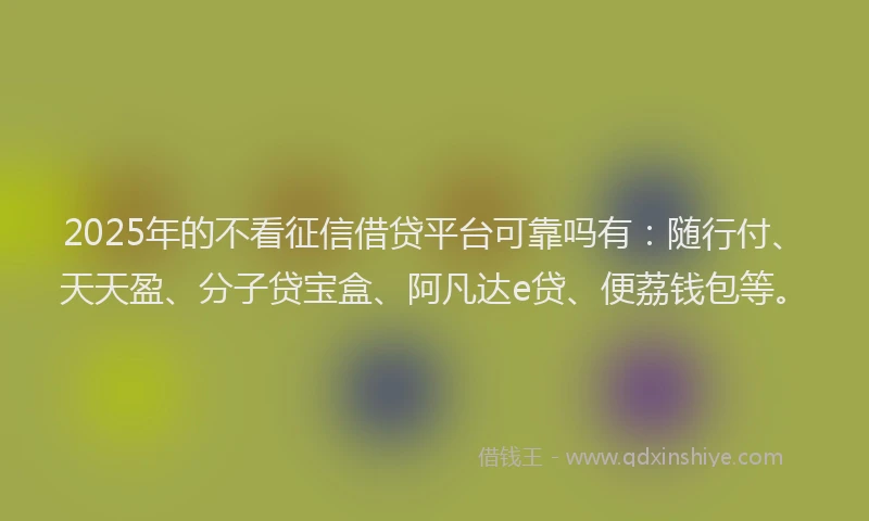 2025年的不看征信借贷平台可靠吗有：随行付、天天盈、分子贷宝盒、阿凡达e贷、便荔钱包等。