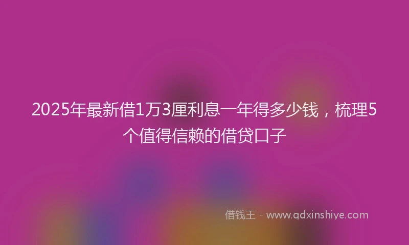 2025年最新借1万3厘利息一年得多少钱，梳理5个值得信赖的借贷口子