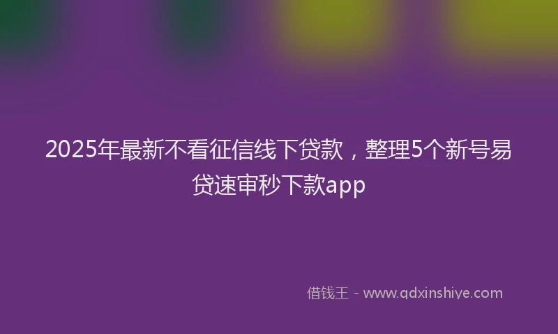 2025年最新不看征信线下贷款，整理5个新号易贷速审秒下款app