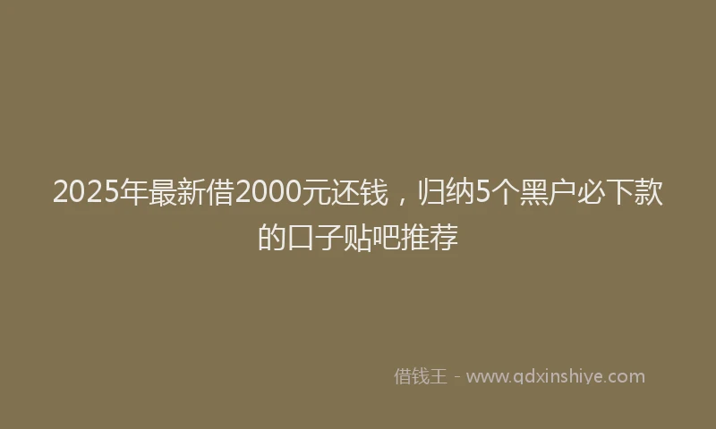 2025年最新借2000元还钱，归纳5个黑户必下款的口子贴吧推荐