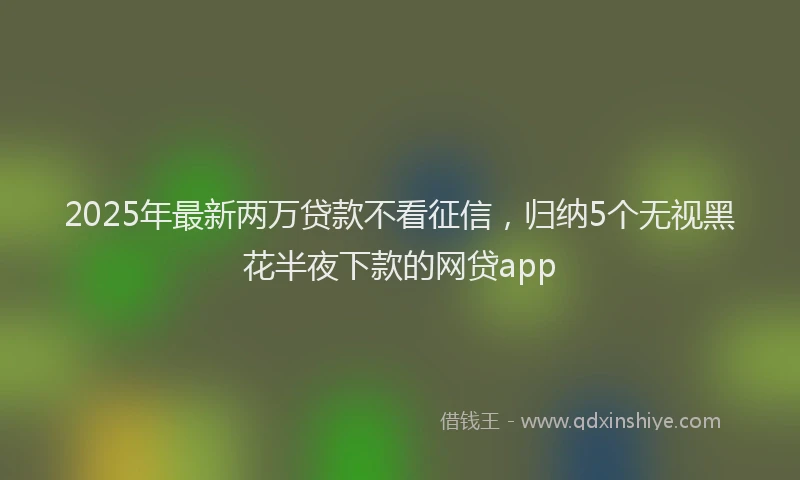 2025年最新两万贷款不看征信，归纳5个无视黑花半夜下款的网贷app