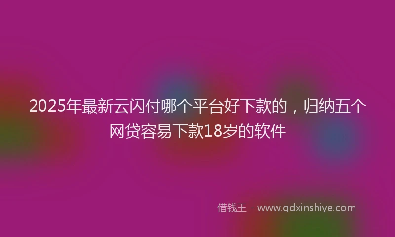 2025年最新云闪付哪个平台好下款的，归纳五个网贷容易下款18岁的软件