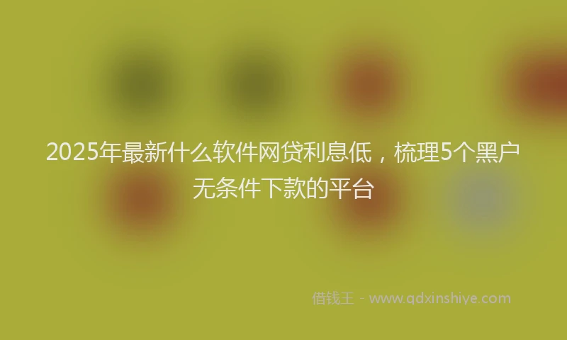 2025年最新什么软件网贷利息低，梳理5个黑户无条件下款的平台