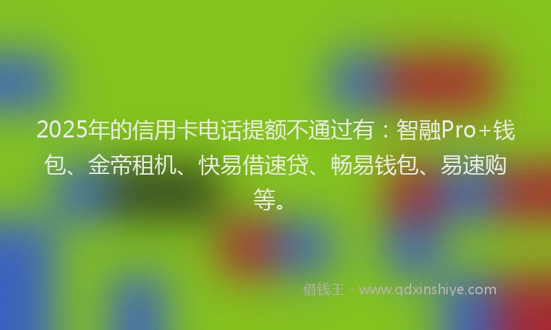2025年的信用卡电话提额不通过有：智融Pro+钱包、金帝租机、快易借速贷、畅易钱包、易速购等。