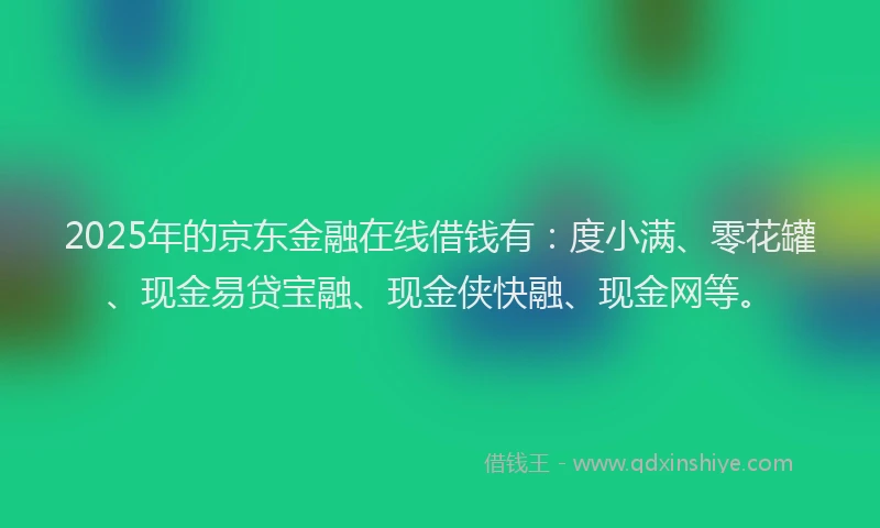 2025年的京东金融在线借钱有：度小满、零花罐、现金易贷宝融、现金侠快融、现金网等。