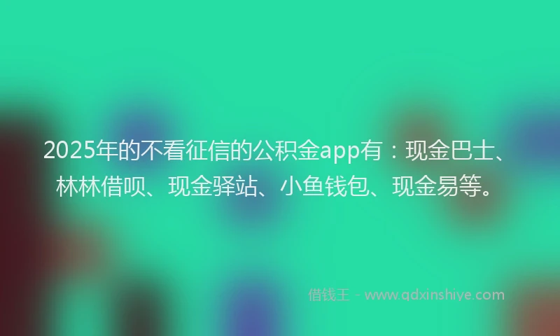 2025年的不看征信的公积金app有：现金巴士、林林借呗、现金驿站、小鱼钱包、现金易等。