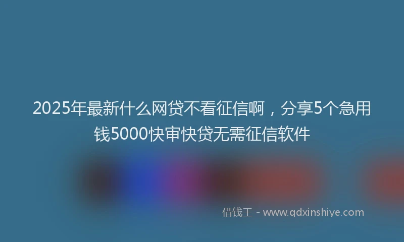 2025年最新什么网贷不看征信啊，分享5个急用钱5000快审快贷无需征信软件