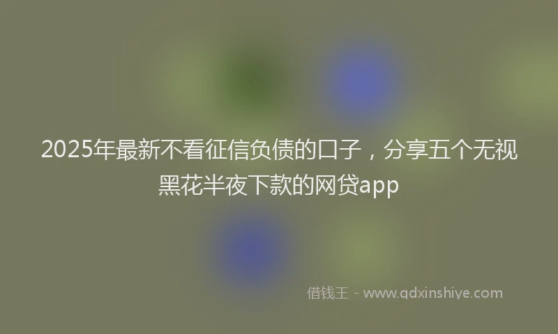 2025年最新不看征信负债的口子，分享五个无视黑花半夜下款的网贷app