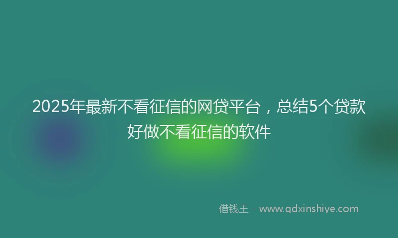 2025年最新不看征信的网贷平台，总结5个贷款好做不看征信的软件