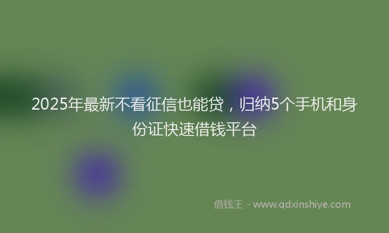 2025年最新不看征信也能贷，归纳5个手机和身份证快速借钱平台