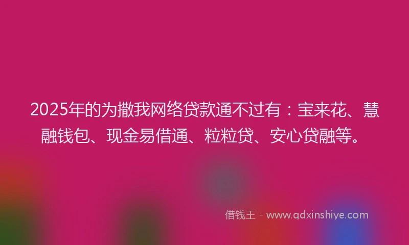 2025年的为撒我网络贷款通不过有：宝来花、慧融钱包、现金易借通、粒粒贷、安心贷融等。