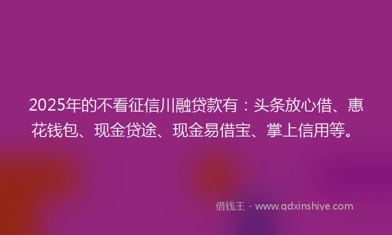 2025年的不看征信川融贷款有：头条放心借、惠花钱包、现金贷途、现金易借宝、掌上信用等。
