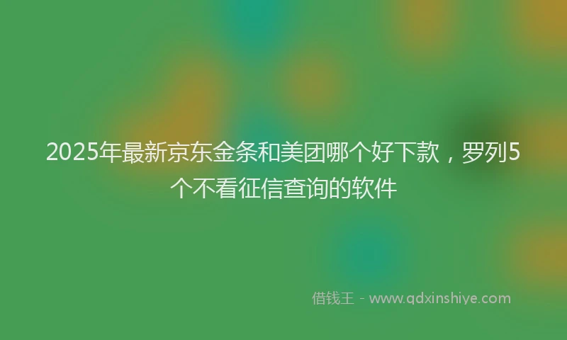 2025年最新京东金条和美团哪个好下款，罗列5个不看征信查询的软件
