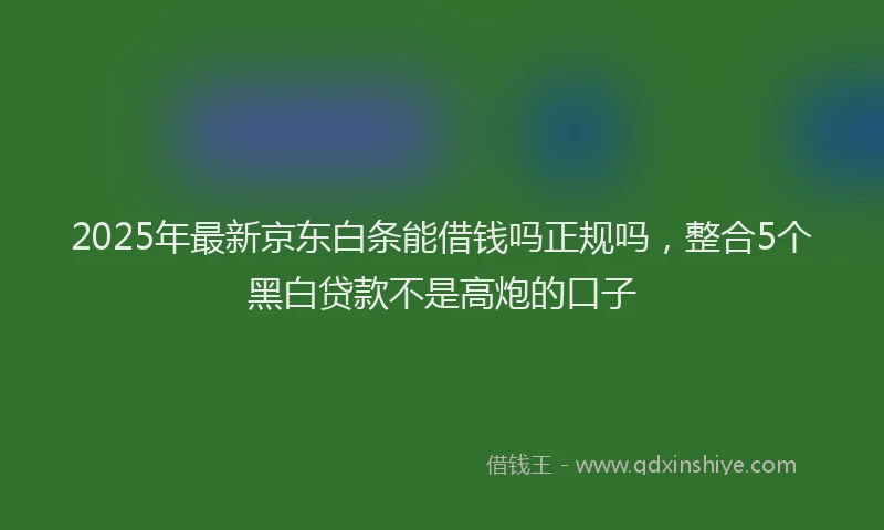2025年最新京东白条能借钱吗正规吗，整合5个黑白贷款不是高炮的口子