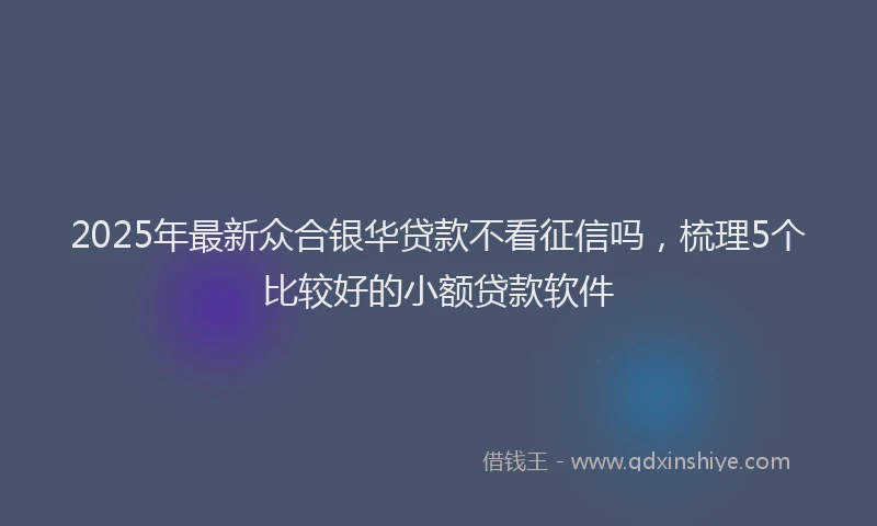 2025年最新众合银华贷款不看征信吗，梳理5个比较好的小额贷款软件