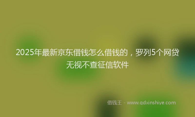 2025年最新京东借钱怎么借钱的，罗列5个网贷无视不查征信软件