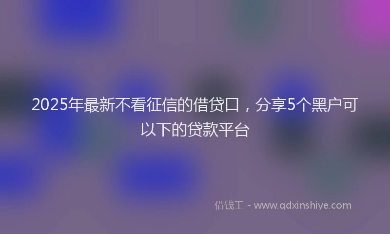 2025年最新不看征信的借贷口，分享5个黑户可以下的贷款平台