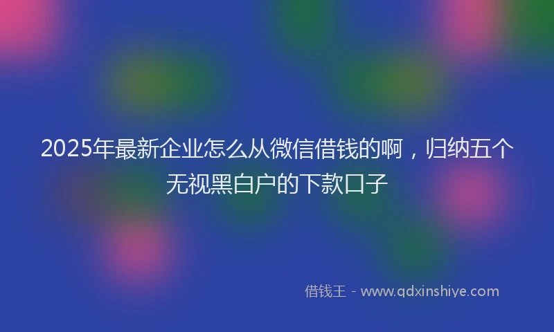 2025年最新企业怎么从微信借钱的啊，归纳五个无视黑白户的下款口子