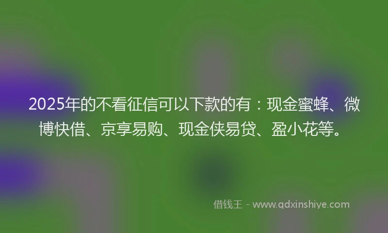 2025年的不看征信可以下款的有：现金蜜蜂、微博快借、京享易购、现金侠易贷、盈小花等。