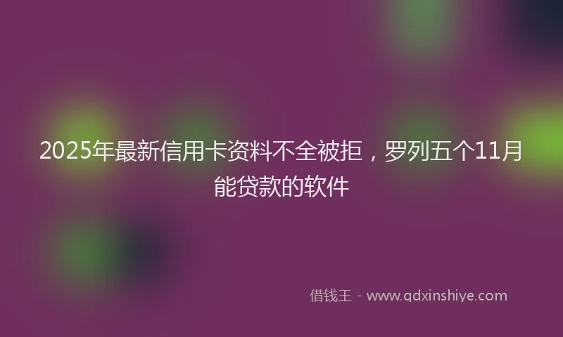 2025年最新信用卡资料不全被拒，罗列五个11月能贷款的软件