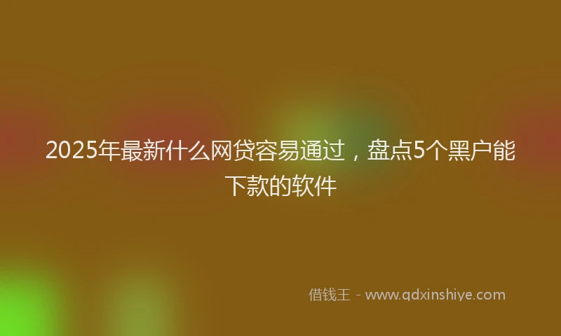 2025年最新什么网贷容易通过，盘点5个黑户能下款的软件