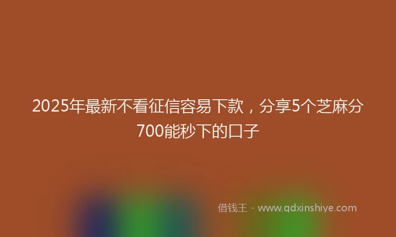 2025年最新不看征信容易下款，分享5个芝麻分700能秒下的口子