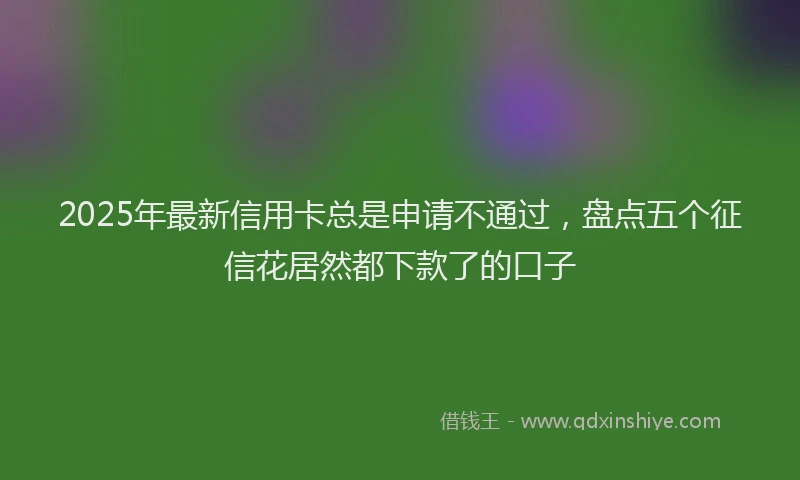 2025年最新信用卡总是申请不通过，盘点五个征信花居然都下款了的口子