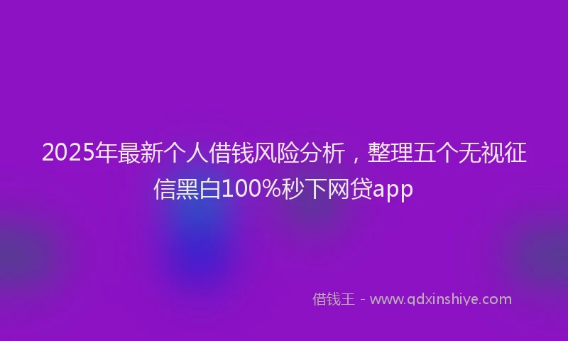 2025年最新个人借钱风险分析，整理五个无视征信黑白100%秒下网贷app