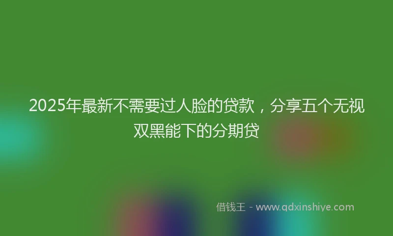 2025年最新不需要过人脸的贷款，分享五个无视双黑能下的分期贷