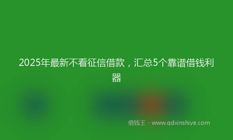 2025年最新不看征信借款，汇总5个靠谱借钱利器