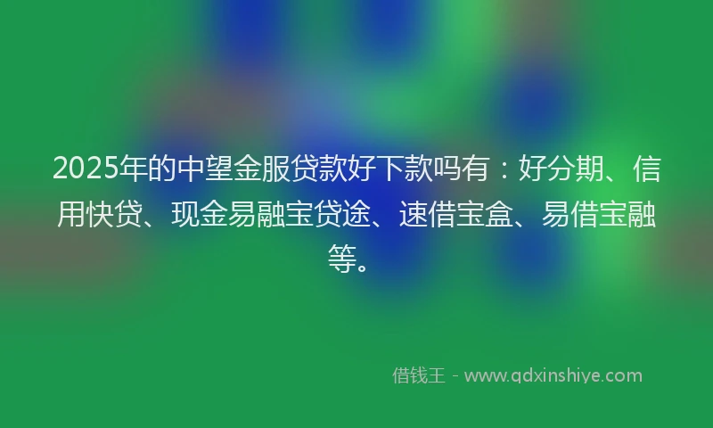 2025年的中望金服贷款好下款吗有：好分期、信用快贷、现金易融宝贷途、速借宝盒、易借宝融等。