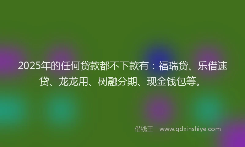 2025年的任何贷款都不下款有：福瑞贷、乐借速贷、龙龙用、树融分期、现金钱包等。