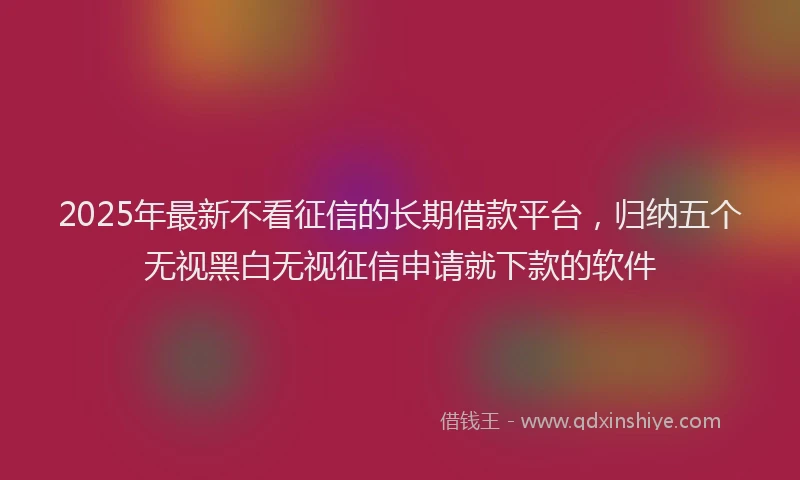2025年最新不看征信的长期借款平台，归纳五个无视黑白无视征信申请就下款的软件