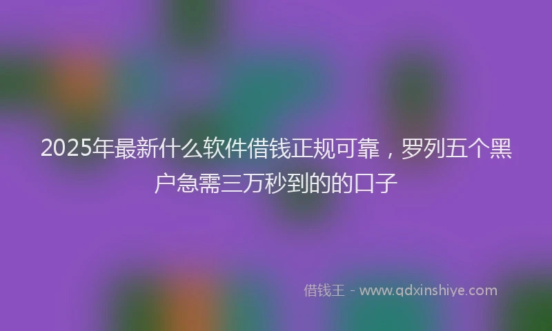 2025年最新什么软件借钱正规可靠，罗列五个黑户急需三万秒到的的口子