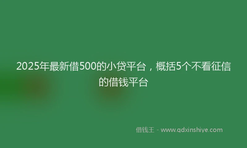 2025年最新借500的小贷平台，概括5个不看征信的借钱平台
