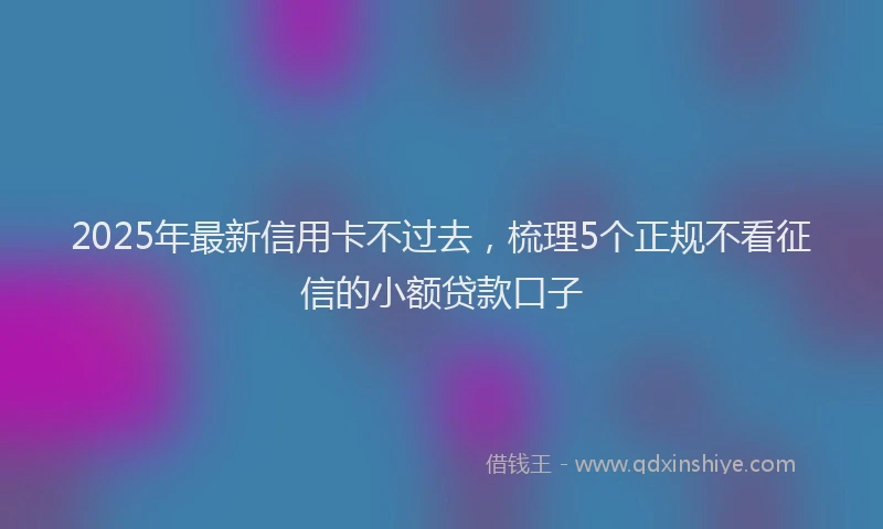 2025年最新信用卡不过去，梳理5个正规不看征信的小额贷款口子