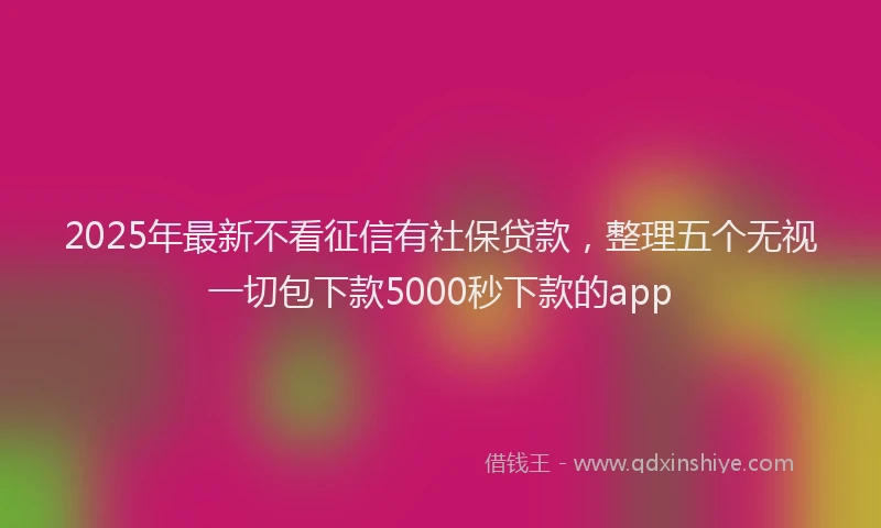 2025年最新不看征信有社保贷款，整理五个无视一切包下款5000秒下款的app