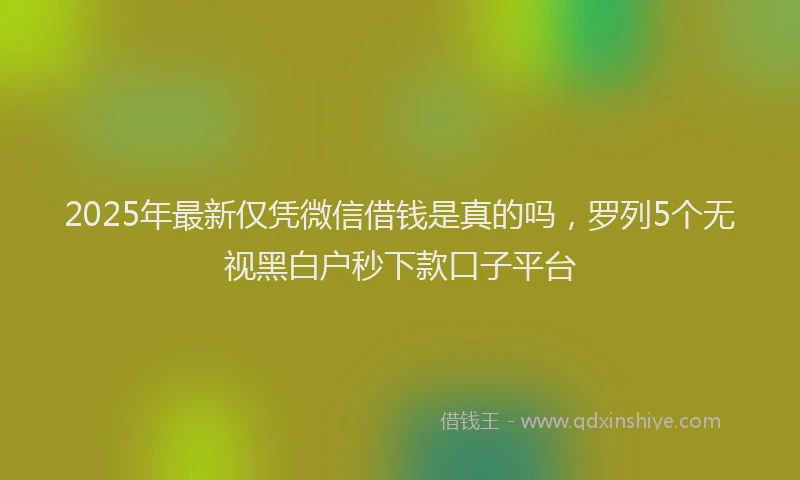 2025年最新仅凭微信借钱是真的吗，罗列5个无视黑白户秒下款口子平台