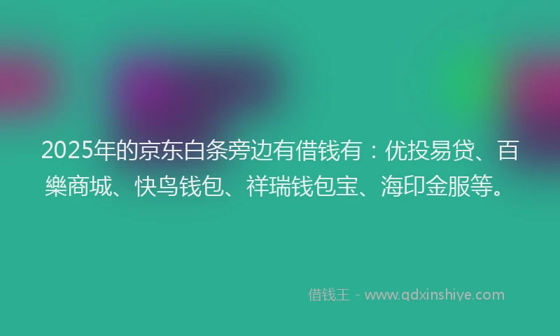 2025年的京东白条旁边有借钱有：优投易贷、百樂商城、快鸟钱包、祥瑞钱包宝、海印金服等。