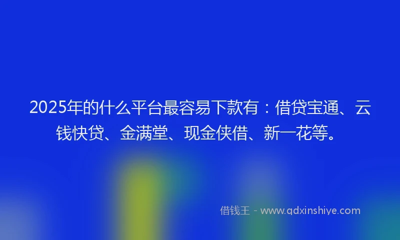 2025年的什么平台最容易下款有：借贷宝通、云钱快贷、金满堂、现金侠借、新一花等。