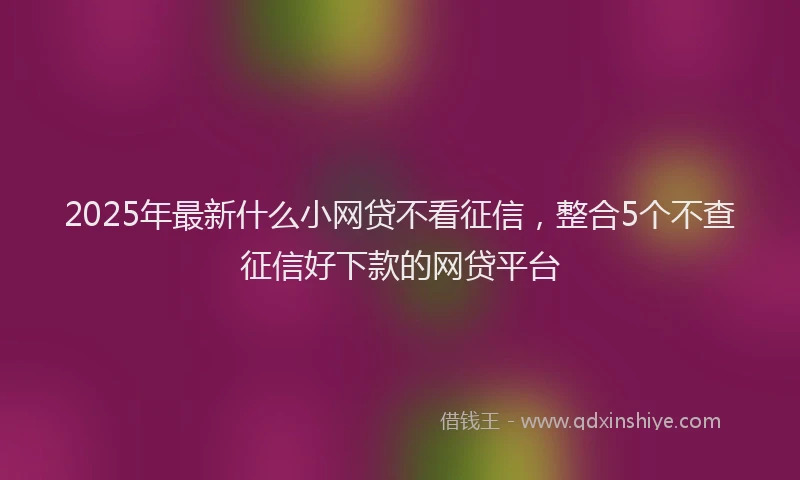2025年最新什么小网贷不看征信，整合5个不查征信好下款的网贷平台