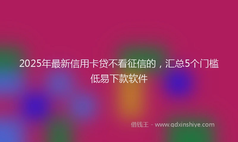 2025年最新信用卡贷不看征信的，汇总5个门槛低易下款软件