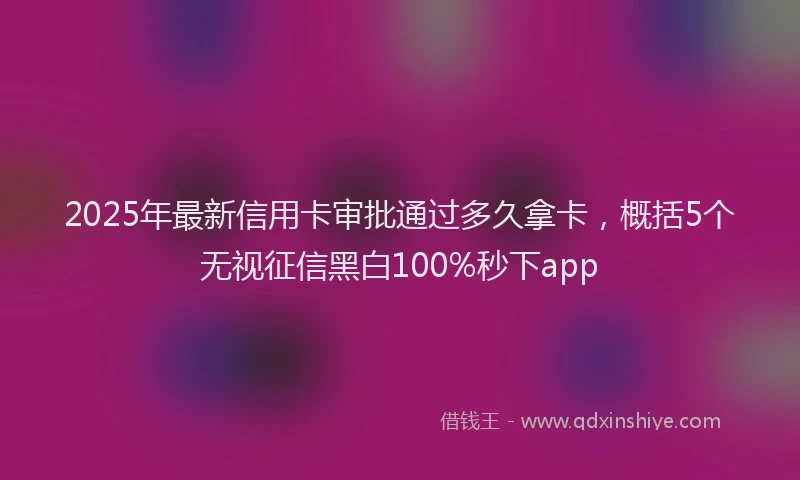 2025年最新信用卡审批通过多久拿卡，概括5个无视征信黑白100%秒下app