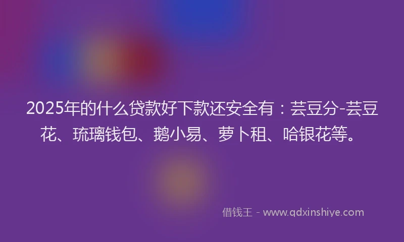 2025年的什么贷款好下款还安全有：芸豆分-芸豆花、琉璃钱包、鹅小易、萝卜租、哈银花等。
