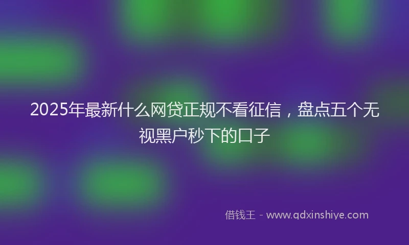 2025年最新什么网贷正规不看征信，盘点五个无视黑户秒下的口子